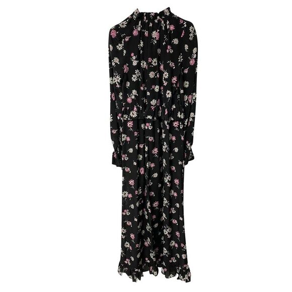 Les Revêries Tie-front Maxi Dress in Floral Print Silk - Picture 5 of 9